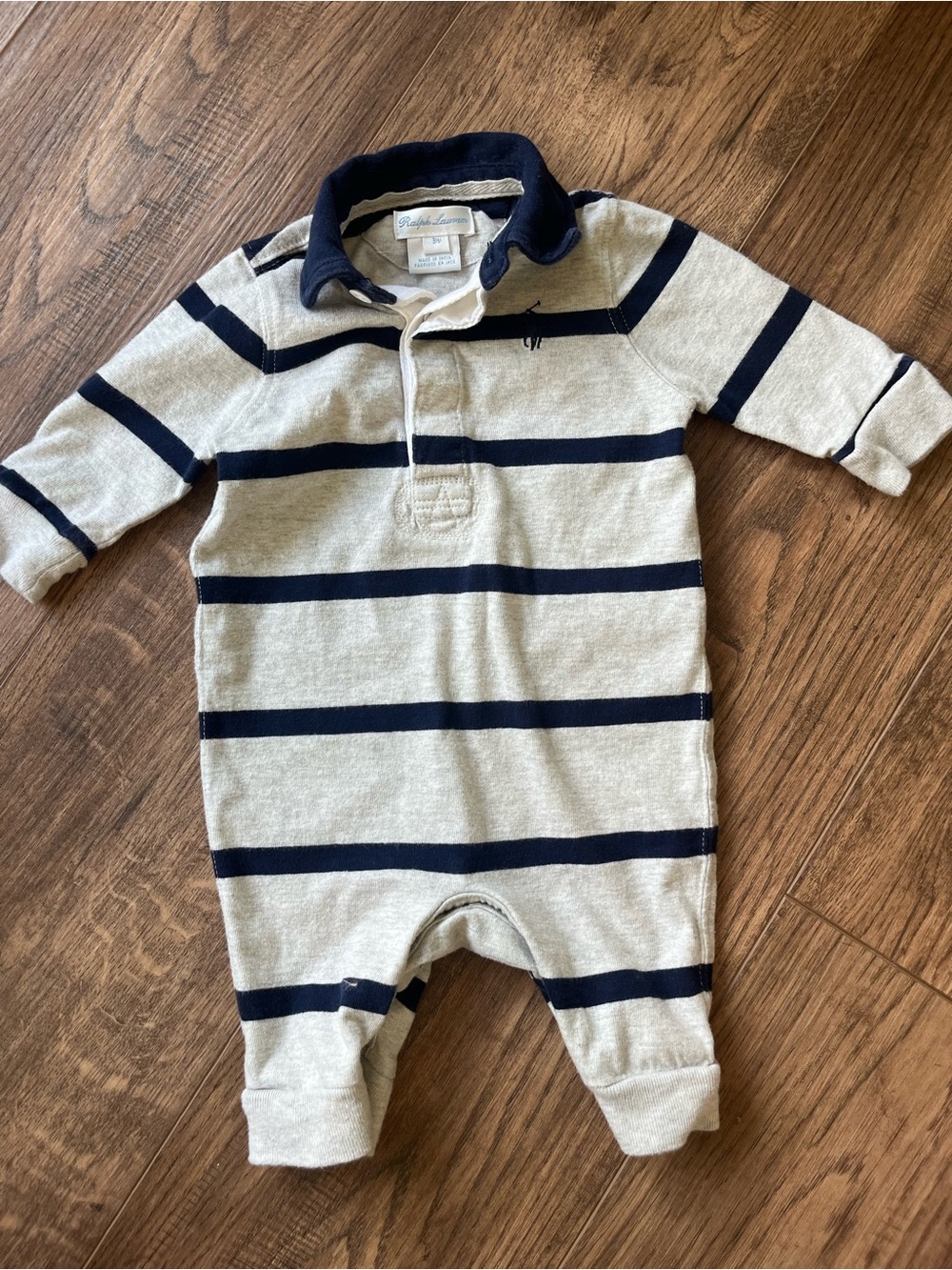 Ralph Lauren Cream and Navy Striped Polo One-Piece